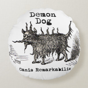 Hondsdemon Vintage Grappig Schattig Rond Kussen