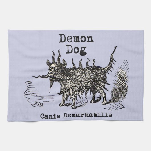 Hondsdemon Vintage Grappig Schattig Theedoek (Horizontaal)