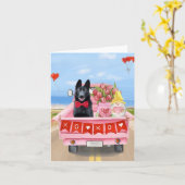 Hondsdolle Valentijnsdag Truck Harten Kaart (Gele Bloem)