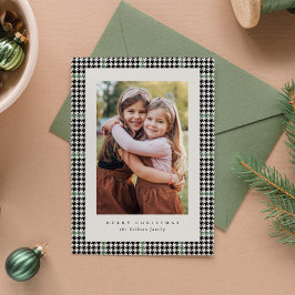 Hondsdrager frame groen zwart één foto klassiek feestdagenkaart