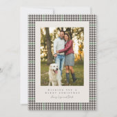 Hondsdrager frame groene check drie foto feestdagenkaart (Voorkant)