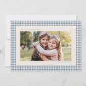 Hondsdrager frame lichtblauw drie foto kerst feestdagenkaart (Voorkant)
