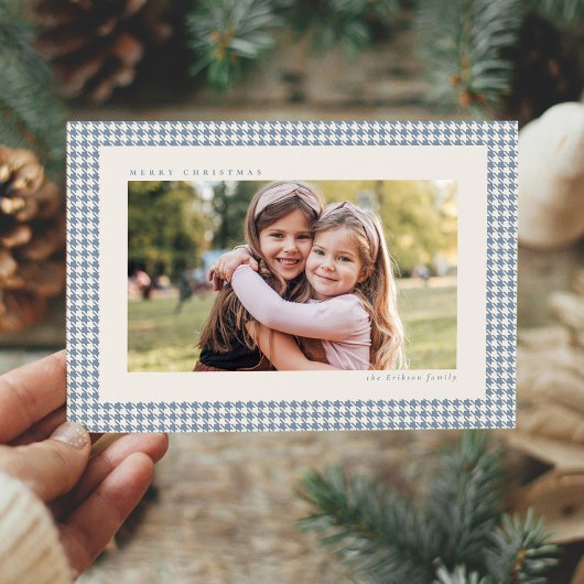 Hondsdrager frame lichtblauw drie foto kerst feestdagenkaart