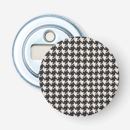 Hondsdrager zwart wit patroon button flesopener (Voorkant)