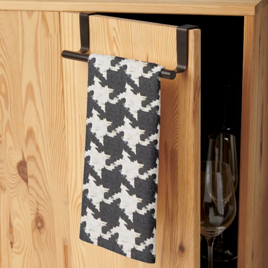 Hondsdraprint zwart wit patroon theedoek (Derde Gevouwen)