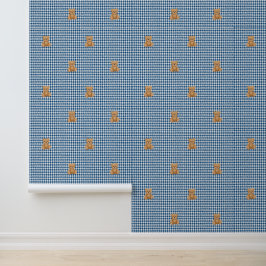 Hondsdroog Teddy Thuis, Klassiek Blauw, Behang