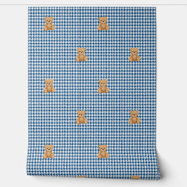 Hondsdroog Teddy Thuis, Klassiek Blauw, Behang