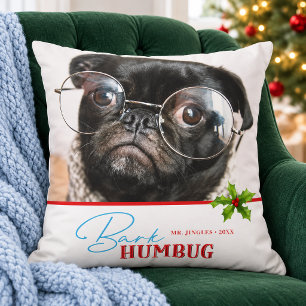Hondsfoto Grappige Blaffende Humbug Kerstcadeau Kussen
