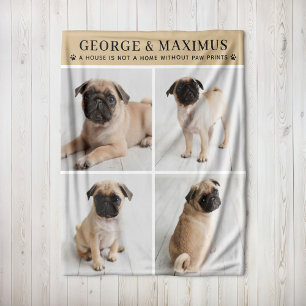 Hondsfoto met pootafdrukken Citaat Dekbed Fleece Deken