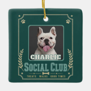 Hondsfoto & Naam Vintage Sociale Club Keramisch Ornament