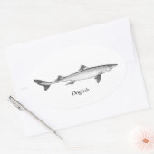 Hondshaai (lijn art) ovale sticker (Envelop)