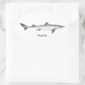 Hondshaai (lijn art) ovale sticker (Tas)