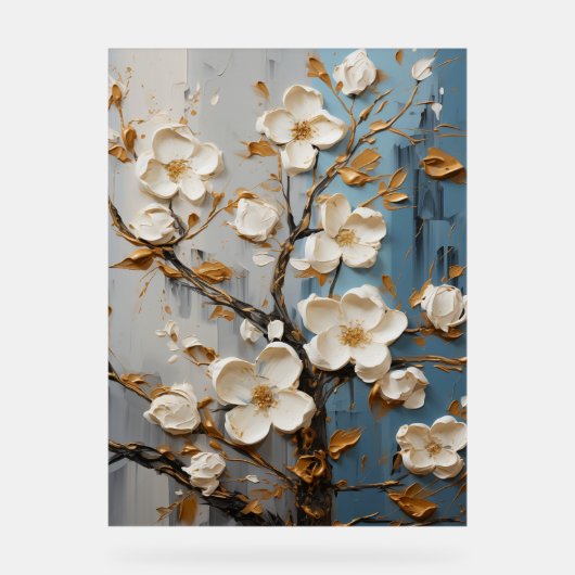Hondshout - Impasto Floral Acryl Bord (Voorkant)