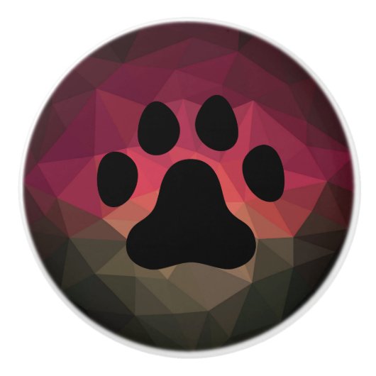 Hondspak, dierenvoetafdruk, kattenvoet  keramische knop (Voorkant)