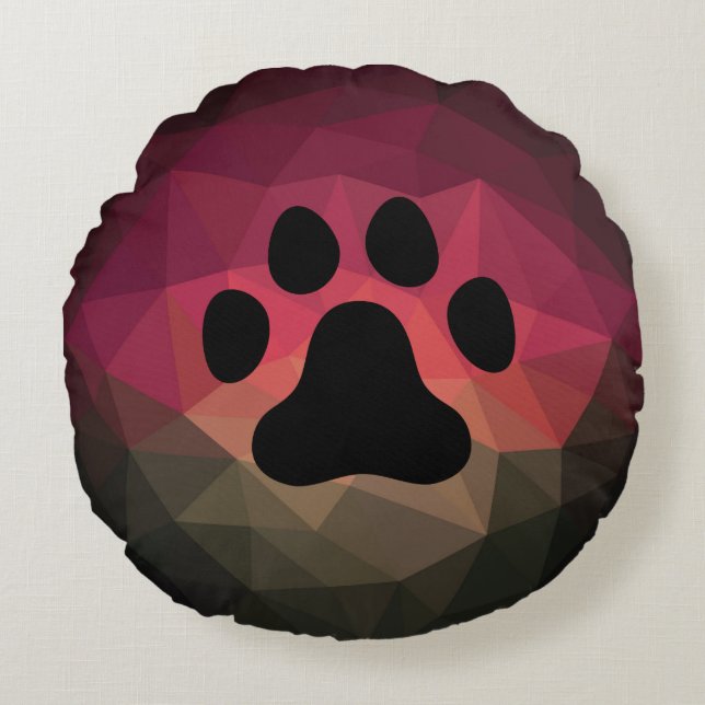 Hondspak, dierenvoetafdruk, kattenvoet rond kussen (Voorkant)