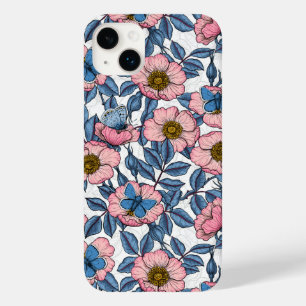 Hondsroos en vlinders Case-Mate iPhone 14 plus hoesje