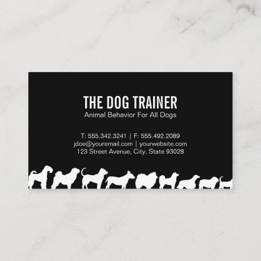 Hondstypen | hondentraining visitekaartje (Achterkant)