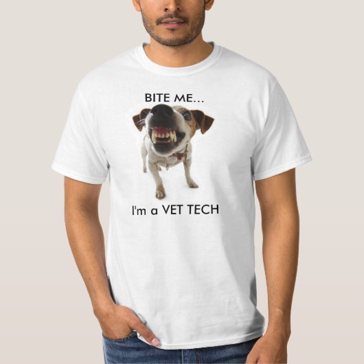 Hondtanden, BITE ME... Ik ben een VET TECH T-shirt (Voorkant)