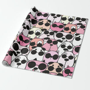 Hondthemapatroon met een aanbiddelijk ontwerp cadeaupapier