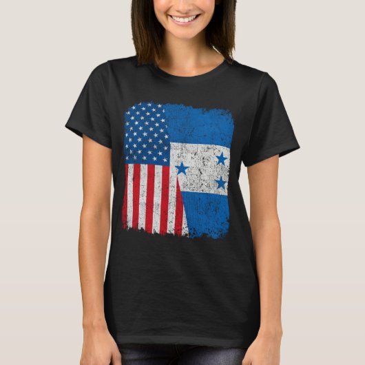 Honduran American Flag Half USA Honduras Root Prou T-shirt (Voorkant)