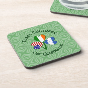 Honduran Irish American Flags Shamrock Jouw naam Bier Onderzetter