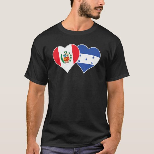 Honduran Peruvian Flag Love Honduras Peru Heart T-shirt (Voorkant)