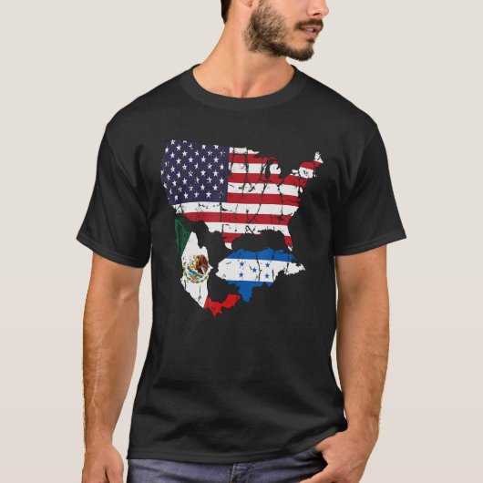 Honduras-Amerikaanse Mexicaanse vlag T-shirt (Voorkant)
