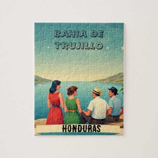  Honduras BAHIA DE TRUJILLO Retro poster Legpuzzel (Verticaal)