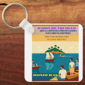 Honduras BAHIA DE TRUJILLO Retro poster Sleutelhanger (Voorkant)