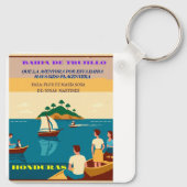 Honduras BAHIA DE TRUJILLO Retro poster Sleutelhanger (Achterkant)