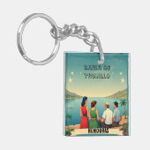  Honduras BAHIA DE TRUJILLO Retro poster Sleutelhanger (Voorkant Links)