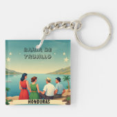  Honduras BAHIA DE TRUJILLO Retro poster Sleutelhanger (Achterkant)