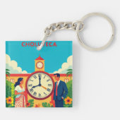  Honduras CHOLUTECA RELOJ Retro poster Sleutelhanger (Achterkant)