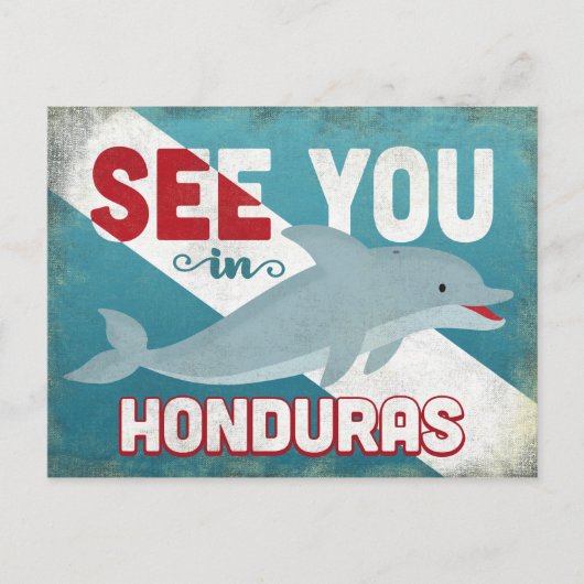 Honduras Dolphin - Retro Vintage Travel Briefkaart (Voorkant)