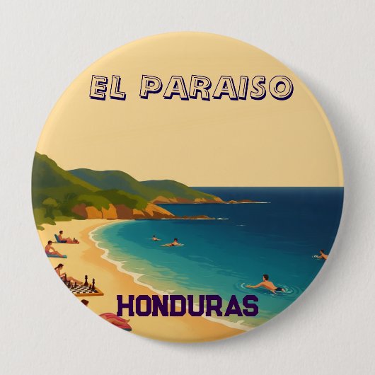 Honduras EL PARAISO Retro poster Ronde Button 4,0 Cm (Voorkant)
