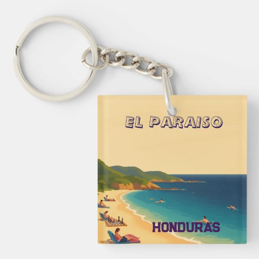  Honduras EL PARAISO Retro poster Sleutelhanger (Voorkant)