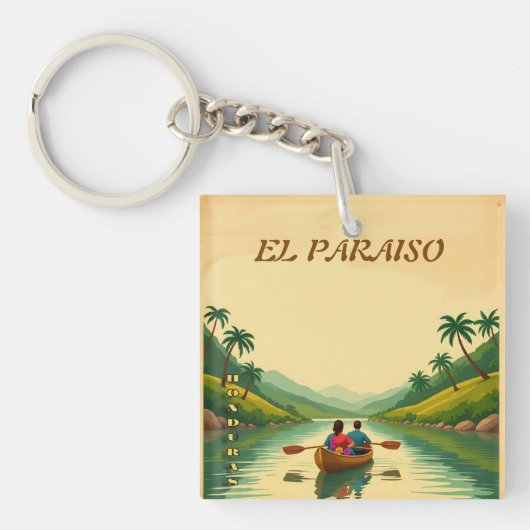 Honduras EL PARAISO Retro poster Sleutelhanger (Voorkant)