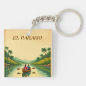 Honduras EL PARAISO Retro poster Sleutelhanger (Achterkant)