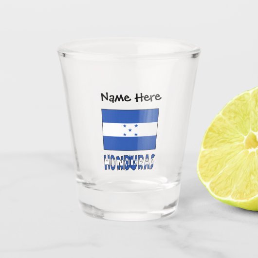 Honduras en Hondurese vlag met je naam Shot Gla Glas (Voorkant)