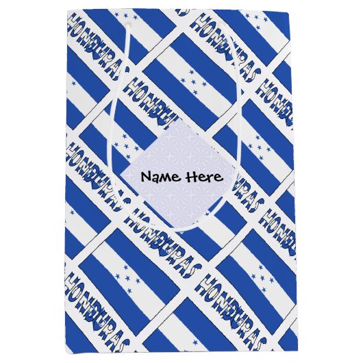 Honduras en Hondurese vlag verbonden met Jouw naam Medium Cadeauzakje (Voorkant)