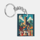  Honduras Fortaleza de Santabarbara Retro poster Sleutelhanger (Voorkant Links)