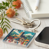  Honduras Fortaleza de Santabarbara Retro poster Sleutelhanger (Voorkant Rechts)