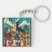  Honduras Fortaleza de Santabarbara Retro poster Sleutelhanger (Achterkant)