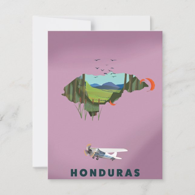 Honduras geïllustreerde kaart reisposter (Voorkant)