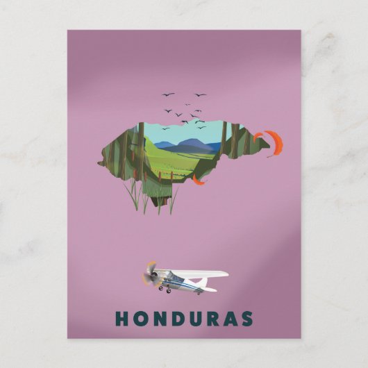 Honduras geïllustreerde kaart reisposter (Voorkant)