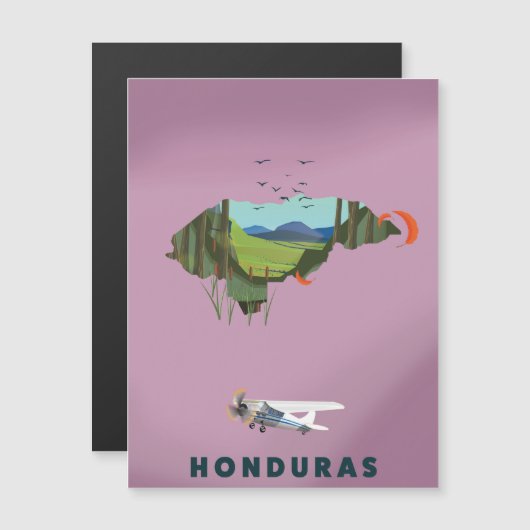 Honduras geïllustreerde kaart reisposter (Voorkant / Achterkant)