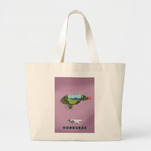 Honduras geïllustreerde kaart reisposter grote tote bag