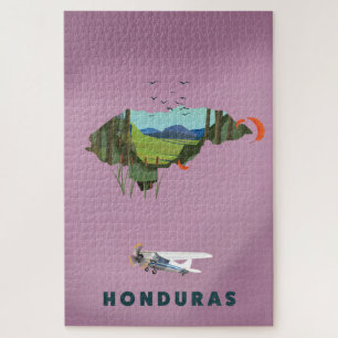 Honduras geïllustreerde kaart reisposter legpuzzel