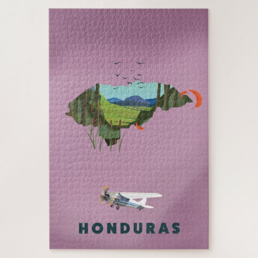 Honduras geïllustreerde kaart reisposter legpuzzel (Verticaal)