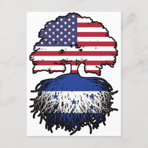 Honduras Honduran American USA Tree Roots Flag Briefkaart